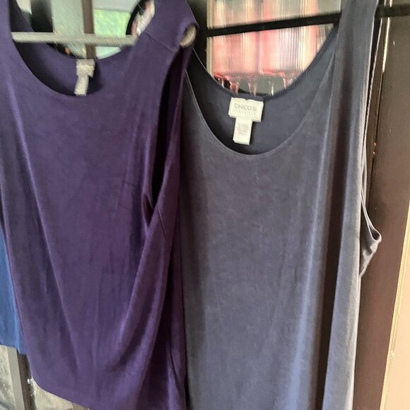 3 Chico's Tank Tops  - Blue - Purple and Silver - Picture 10 of 14